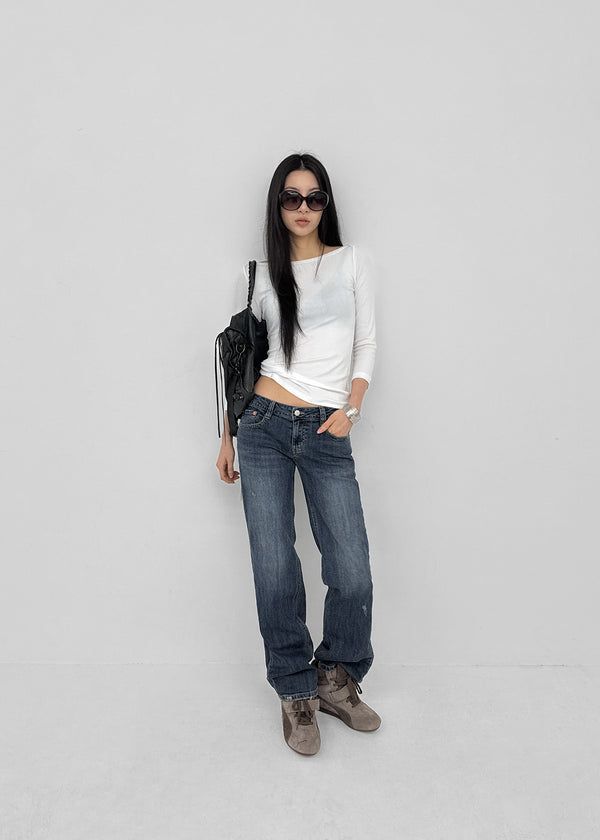 Wippole Low-waisted Straight Denim Pants