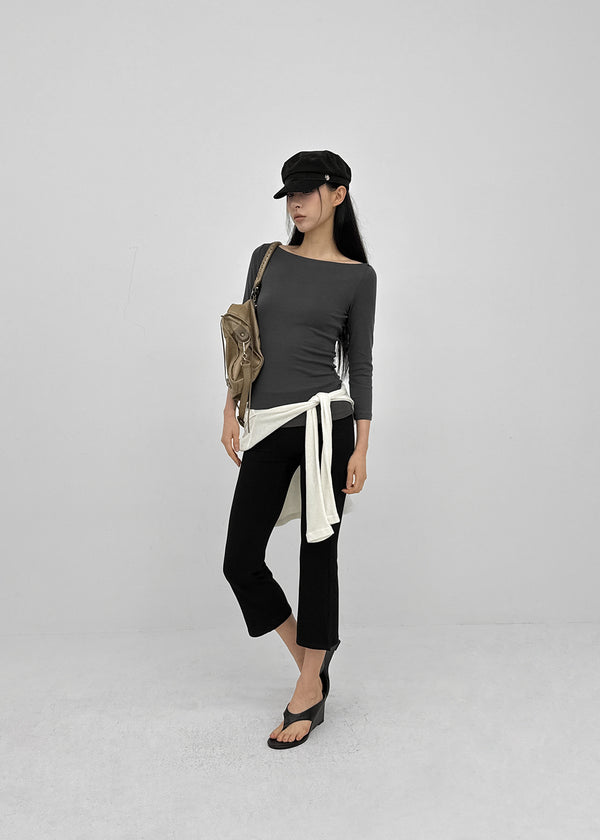 Wikiver Boat Neck Tencel 3/4 Bootie