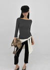 Wikiver Boat Neck Tencel 3/4 Bootie