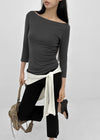 Wikiver Boat Neck Tencel 3/4 Bootie