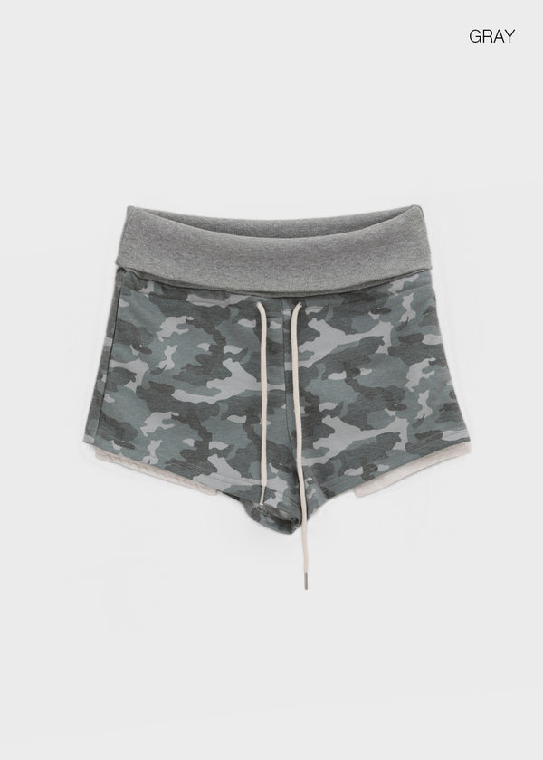 Whikit Camo Folding Elastic Shorts