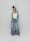 Lock Damage Wide Denim Pants