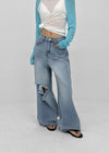 Lock Damage Wide Denim Pants