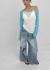 Lock Damage Wide Denim Pants