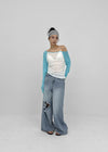 Lock Damage Wide Denim Pants