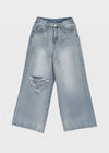 Lock Damage Wide Denim Pants