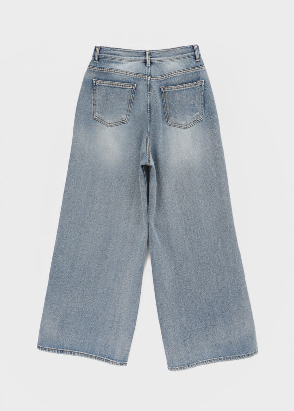 Lock Damage Wide Denim Pants
