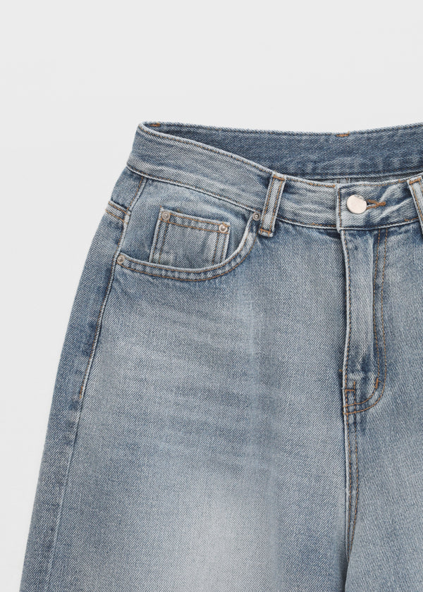 Lock Damage Wide Denim Pants