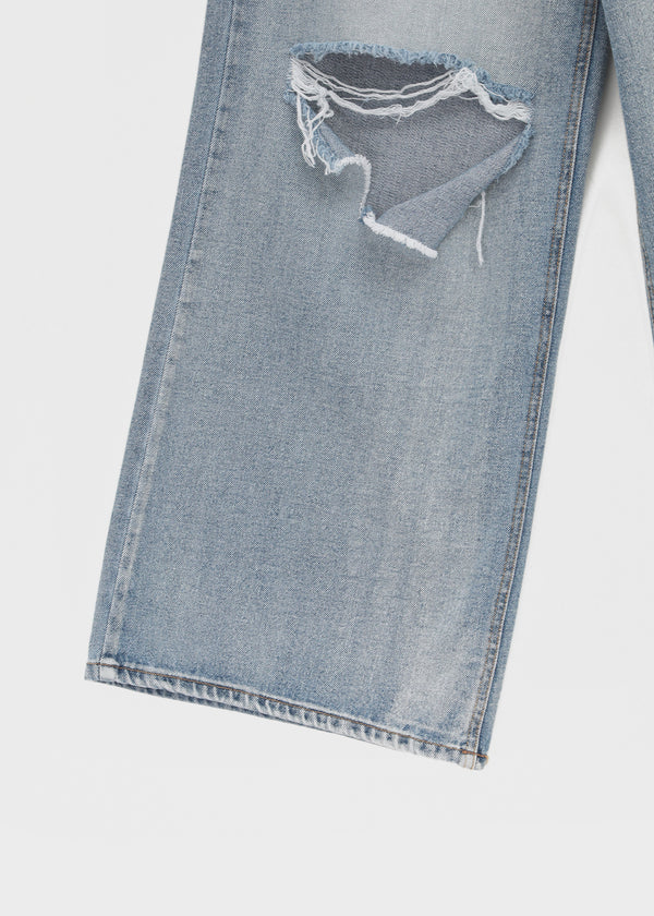 Lock Damage Wide Denim Pants