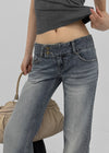 Warped low-waisted wide bootcut denim pants