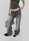 Warped low-waisted wide bootcut denim pants