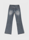Warped low-waisted wide bootcut denim pants