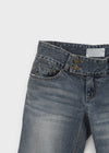 Warped low-waisted wide bootcut denim pants