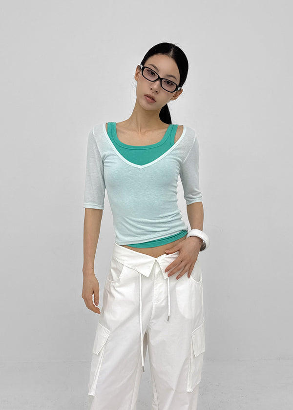 Lopopong Deep V-neck Sleeveless Tee
