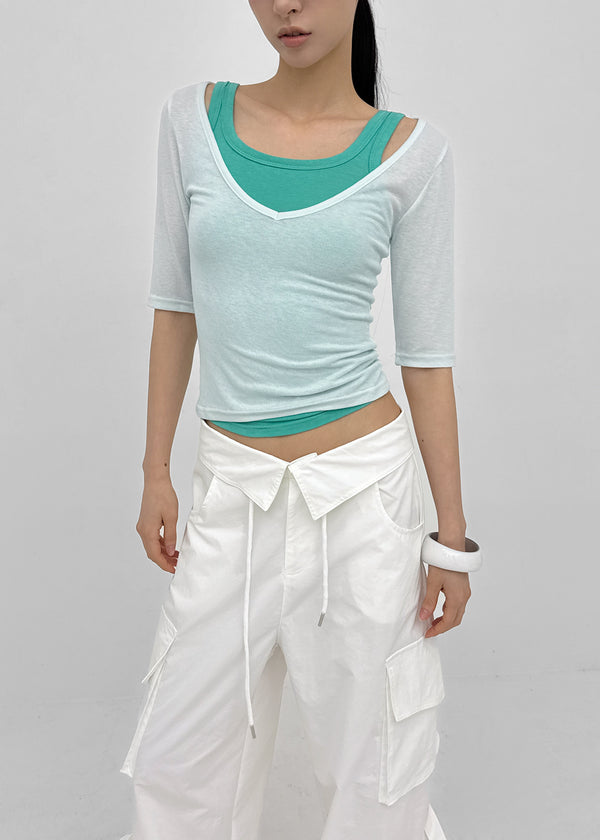 Lopopong Deep V-neck Sleeveless Tee