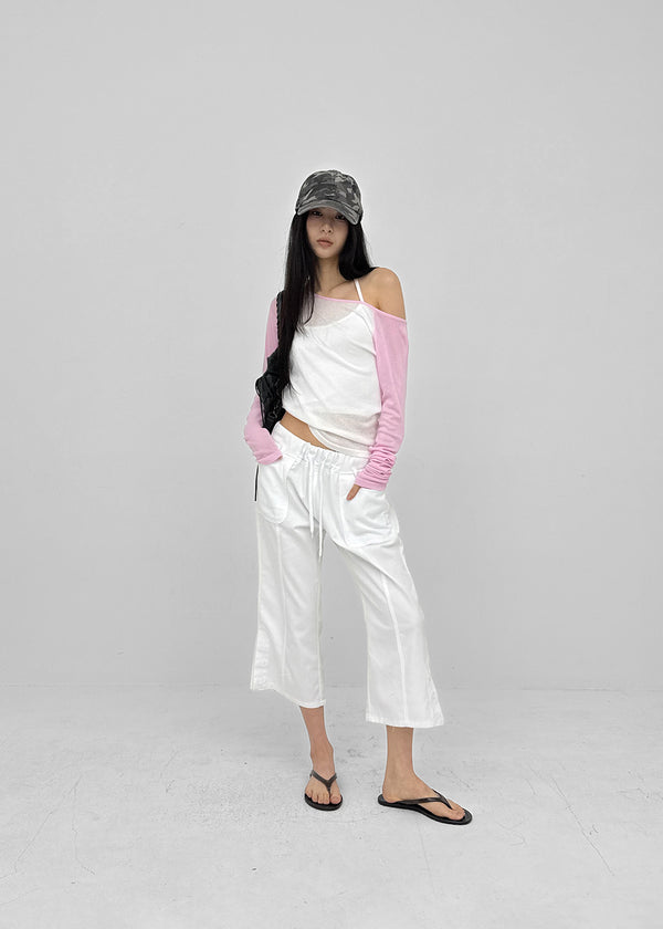 Cup Button Capri Elastic Pants