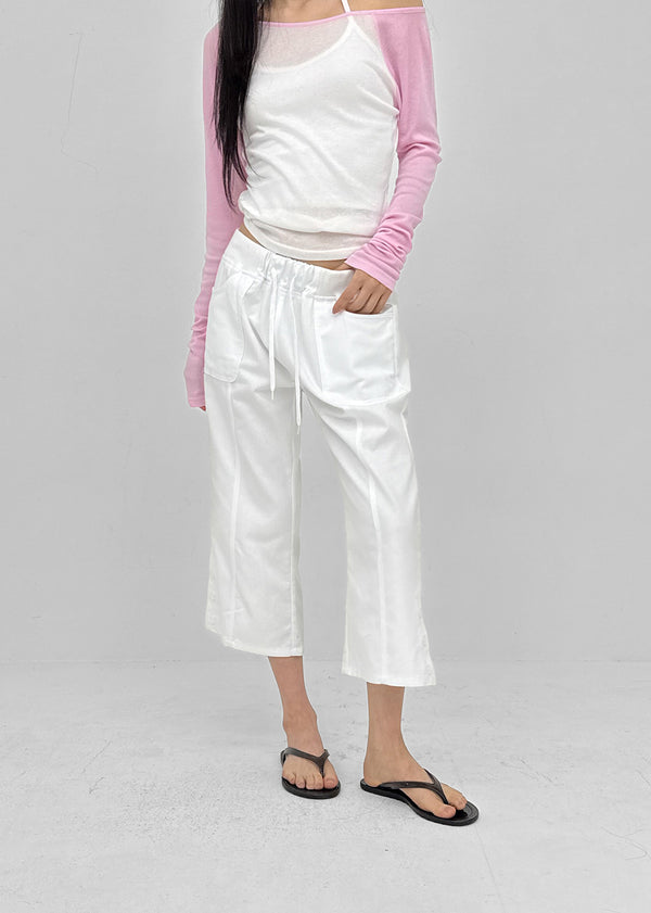 Cup Button Capri Elastic Pants