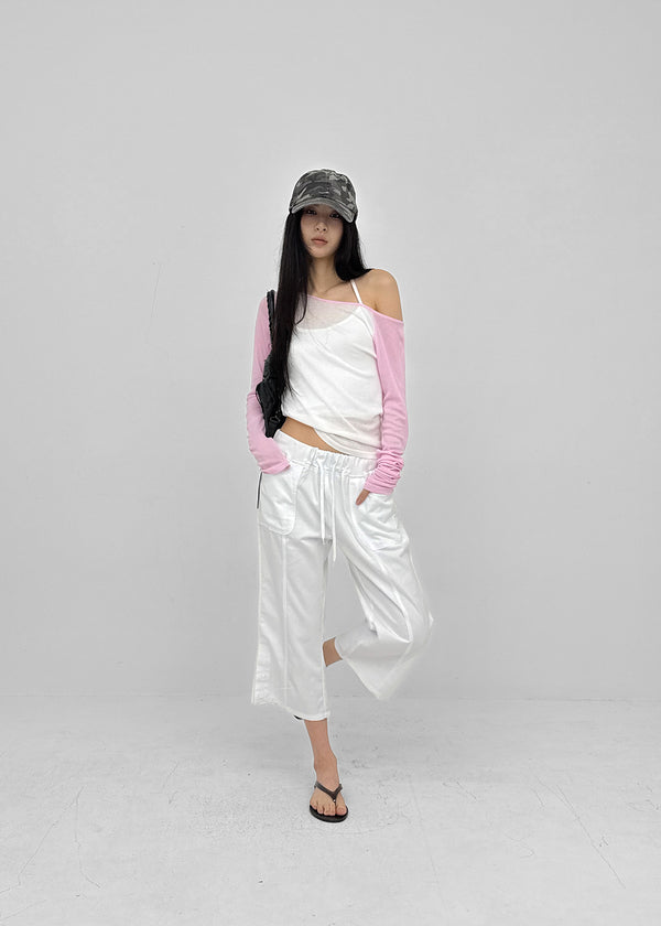 Cup Button Capri Elastic Pants