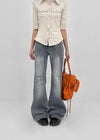 Deanb Low-waist Damaged Bootcut Denim Pants