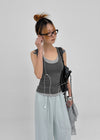 Luisha color-block layered sleeveless top