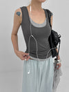 Luisha color-block layered sleeveless top