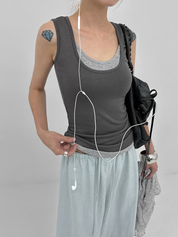 Luisha color-block layered sleeveless top