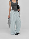 Titeon Linen Elastic Waist Wide Pants