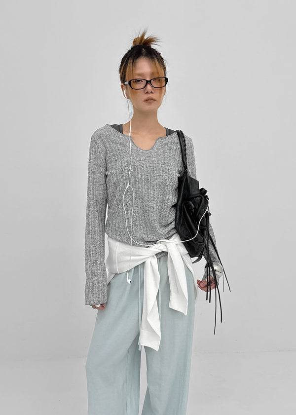 FKA Summer V-neck Long Sleeve Tee