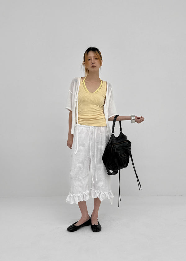 Cle Strap Linen Short Sleeve Cardigan