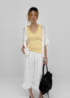 Cle Strap Linen Short Sleeve Cardigan