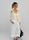 Cle Strap Linen Short Sleeve Cardigan