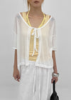 Cle Strap Linen Short Sleeve Cardigan