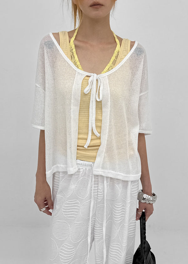 Cle Strap Linen Short Sleeve Cardigan