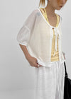 Cle Strap Linen Short Sleeve Cardigan
