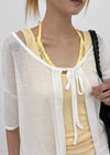 Cle Strap Linen Short Sleeve Cardigan