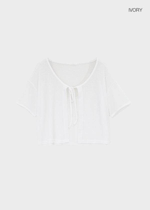 Cle Strap Linen Short Sleeve Cardigan