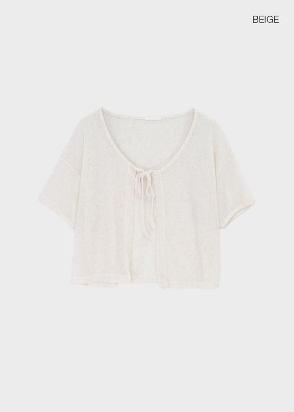 Cle Strap Linen Short Sleeve Cardigan
