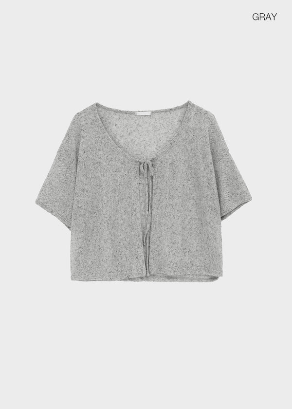Cle Strap Linen Short Sleeve Cardigan