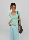 Jeff Glitter V-neck Short Sleeve Tee