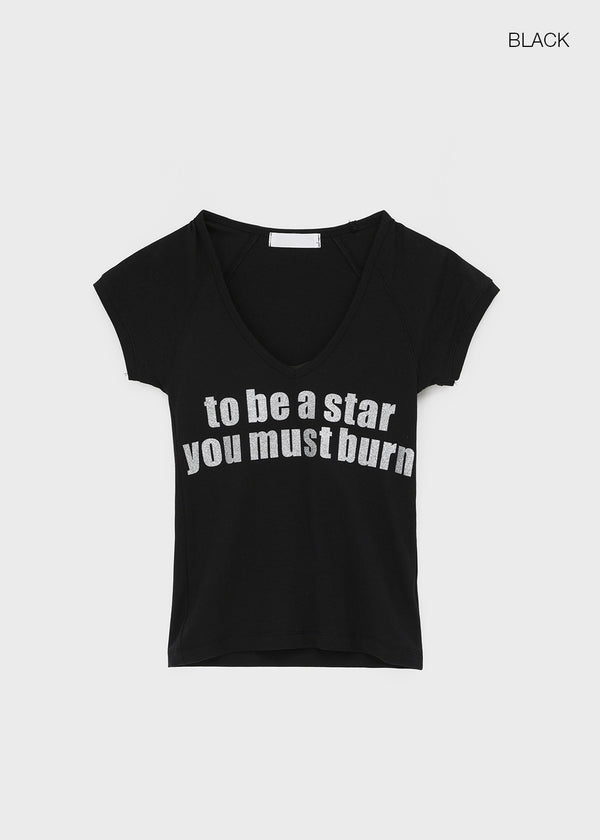 Jeff Glitter V-neck Short Sleeve Tee