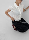 Familo Strap Summer Short Sleeve Blouse