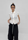Familo Strap Summer Short Sleeve Blouse