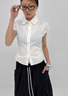 Familo Strap Summer Short Sleeve Blouse