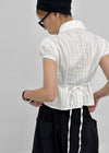 Familo Strap Summer Short Sleeve Blouse