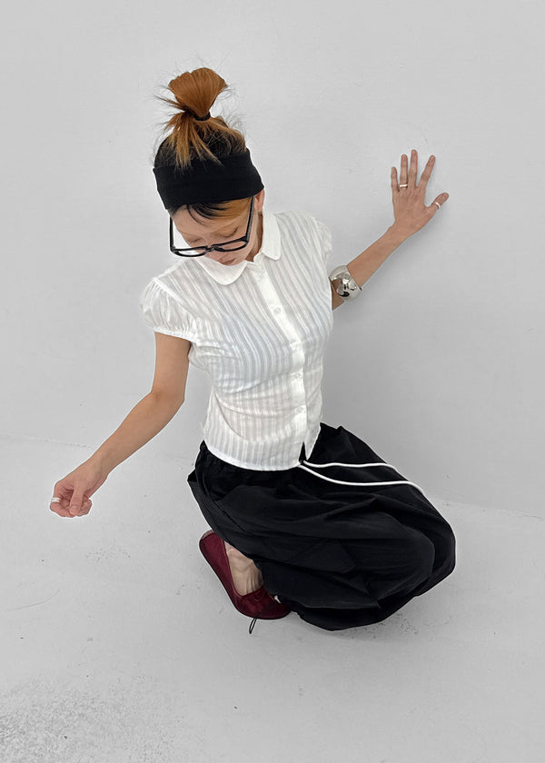 Familo Strap Summer Short Sleeve Blouse