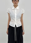 Familo Strap Summer Short Sleeve Blouse