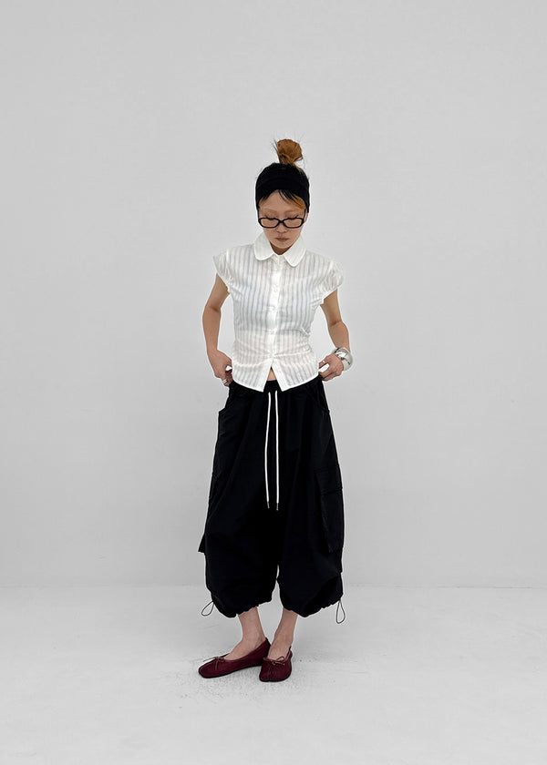 Familo Strap Summer Short Sleeve Blouse