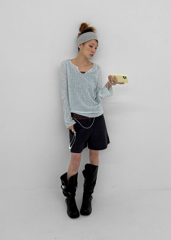 FKA Summer V-neck Long Sleeve Tee