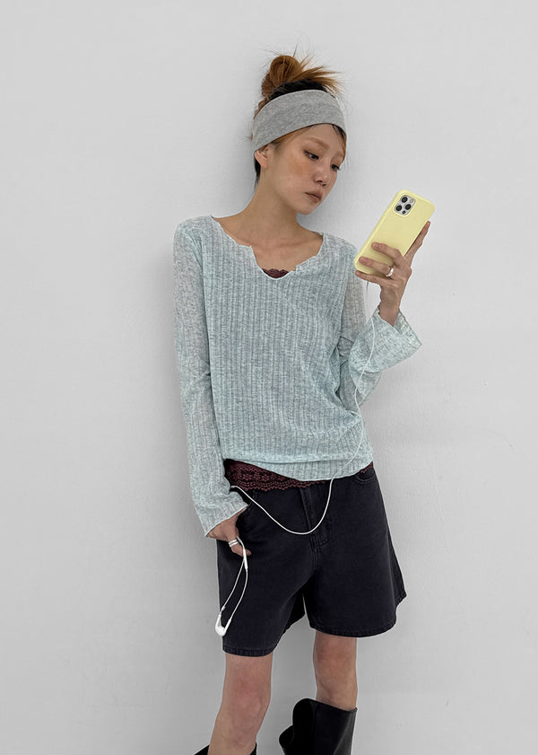 FKA Summer V-neck Long Sleeve Tee