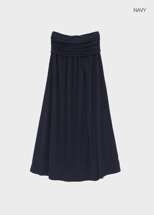 Forit Folding Shirred Long Skirt (Available as a set)